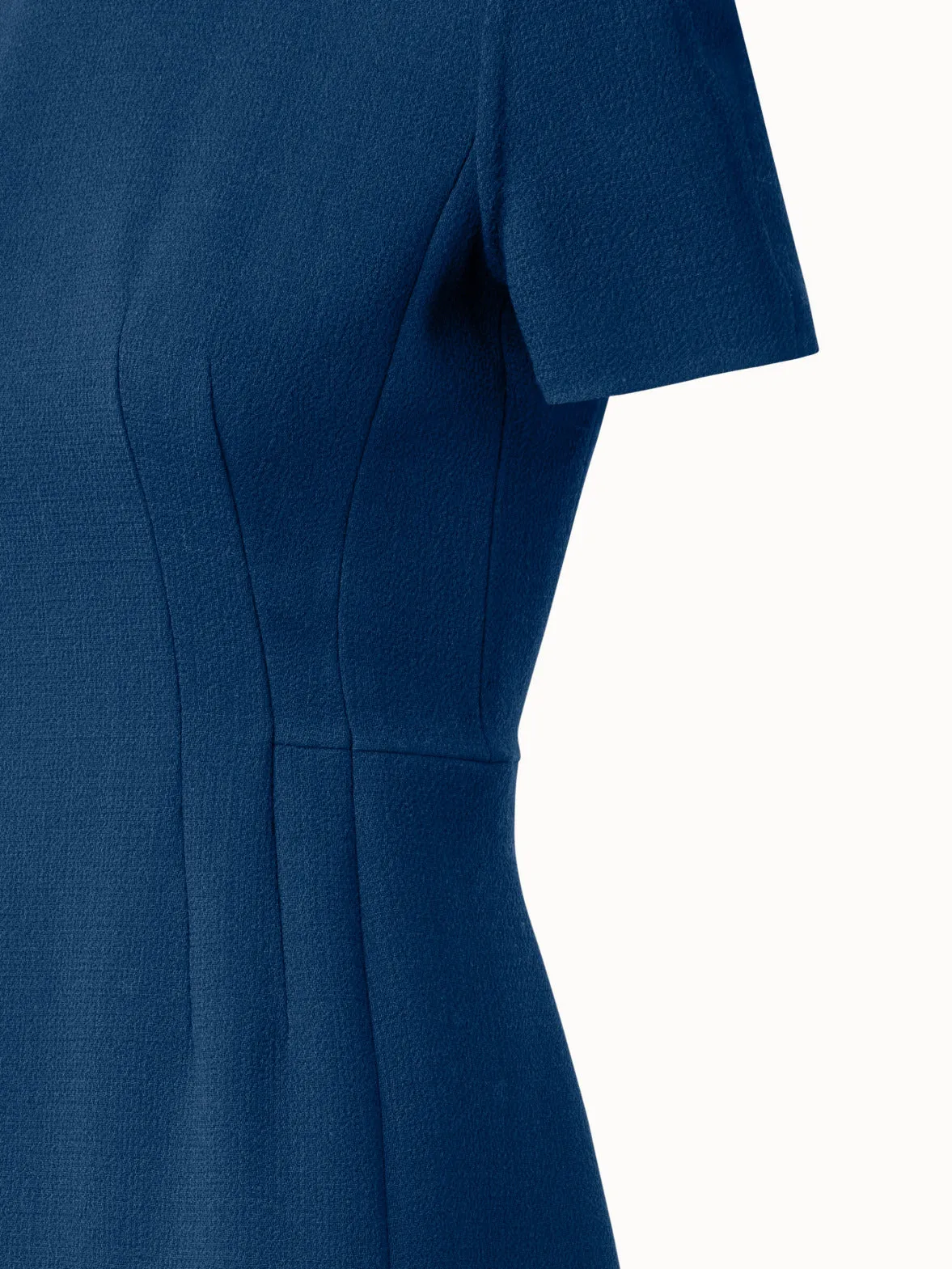 Sheath Dress with Short Sleeves in Wool Crêpe Double-Face 