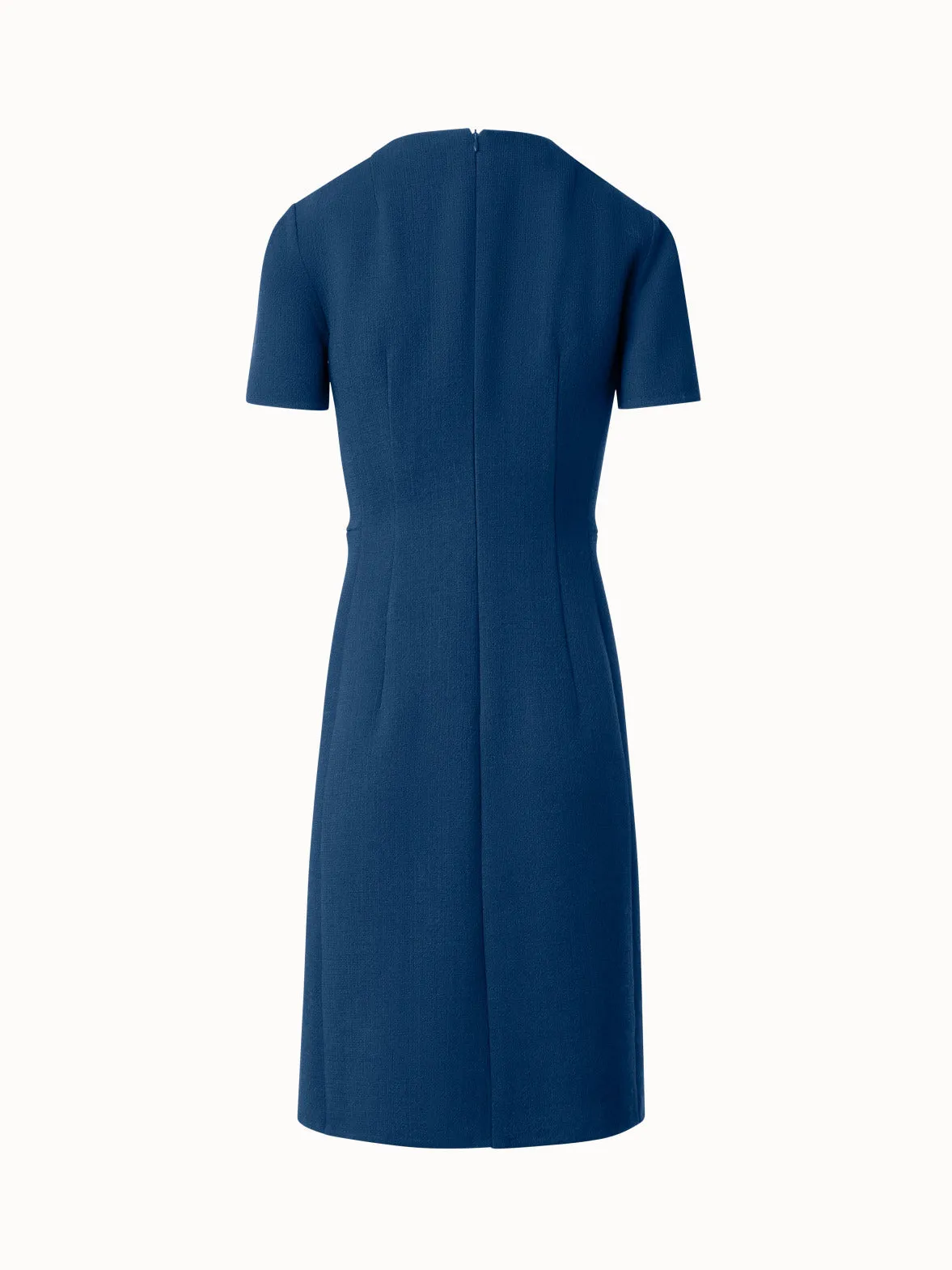 Sheath Dress with Short Sleeves in Wool Crêpe Double-Face 