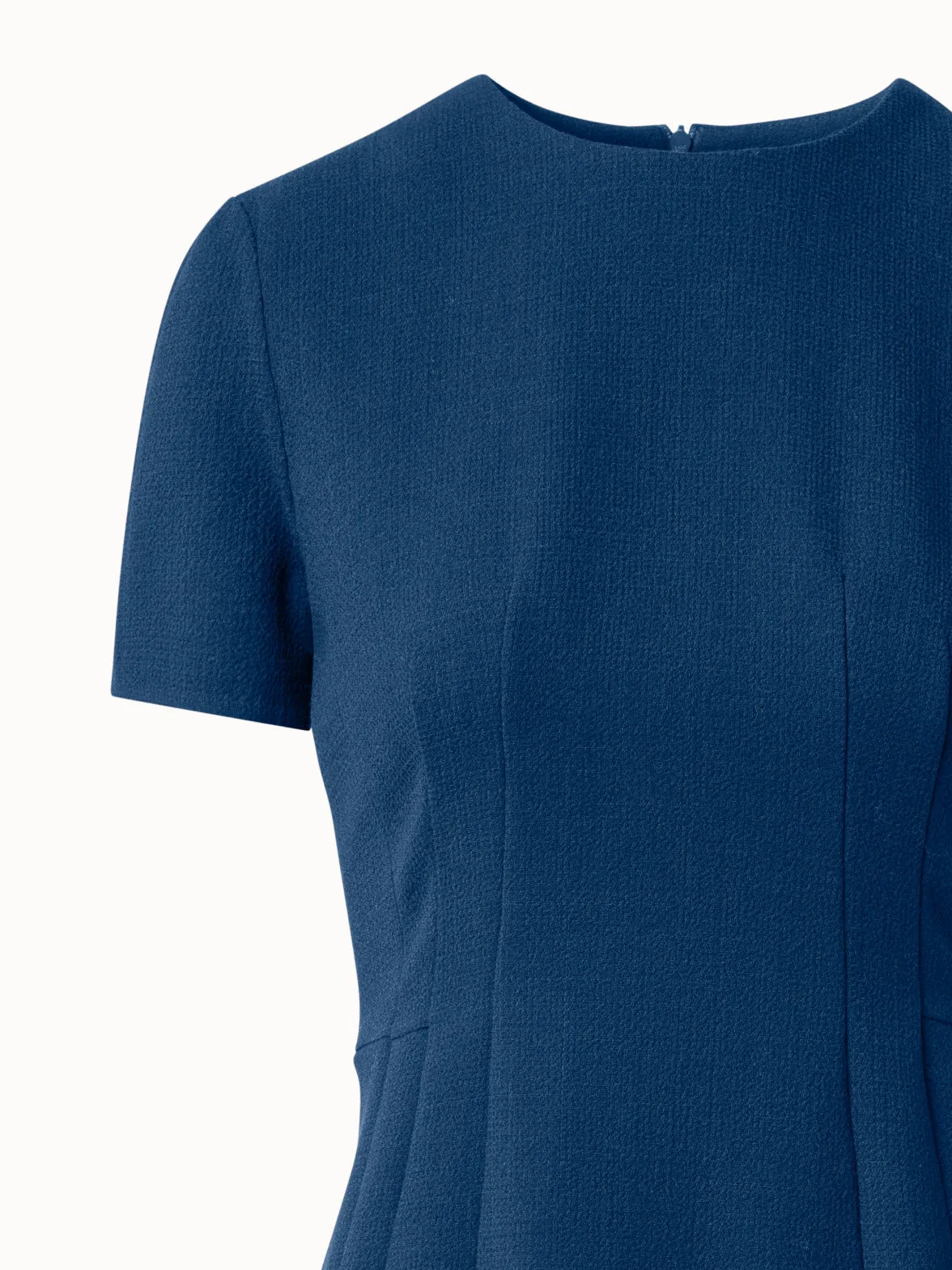 Sheath Dress with Short Sleeves in Wool Crêpe Double-Face 