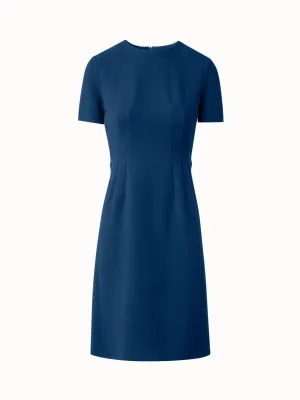 Sheath Dress with Short Sleeves in Wool Crêpe Double-Face 