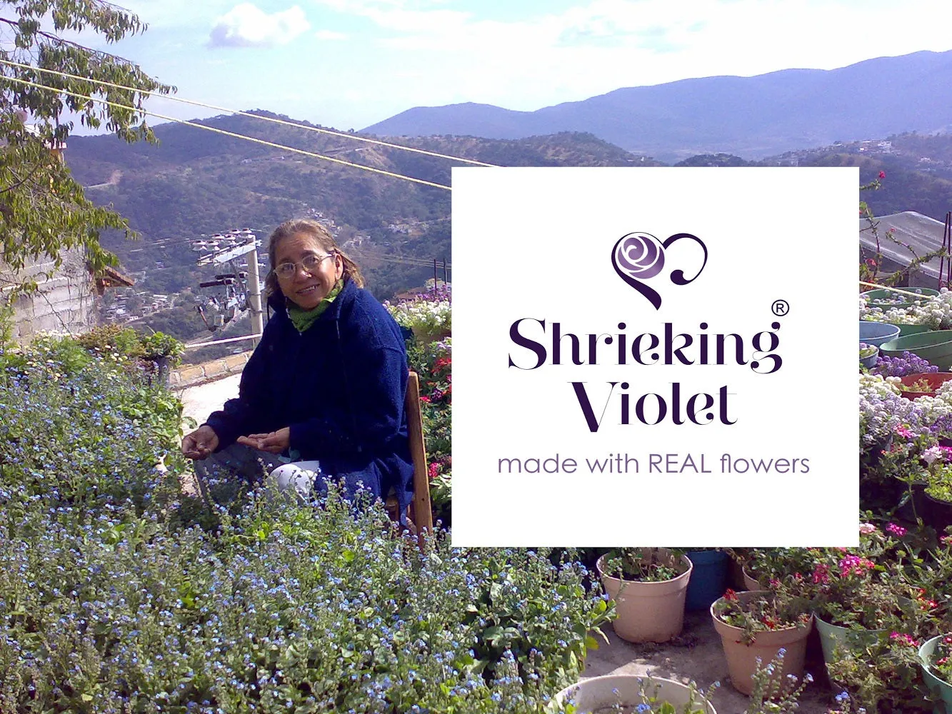 Shrieking Violet Real Flower Forget Me Not Silver Ring FRA-01