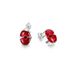 Shrieking Violet Real Flower Poppy Oval Stud Earrings PE02