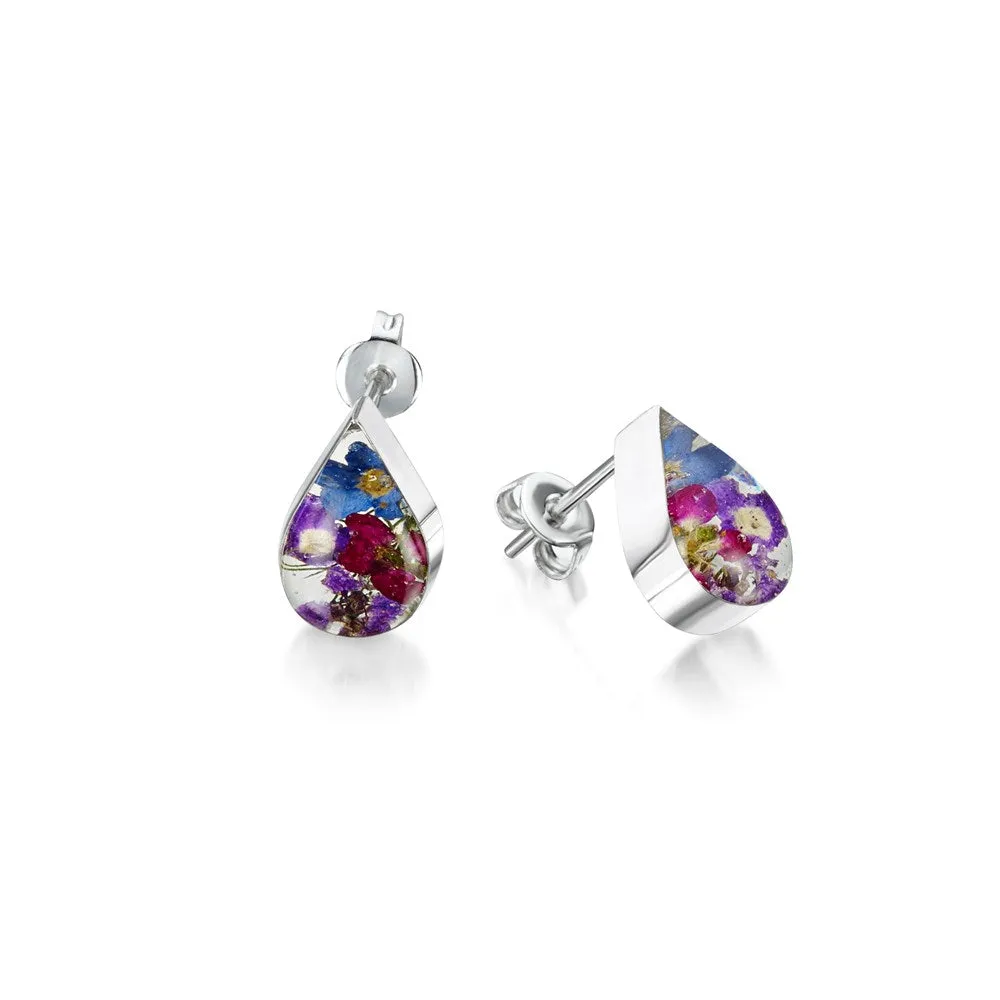 Shrieking Violet Real Flower Purple Haze Stud Earrings BLE03