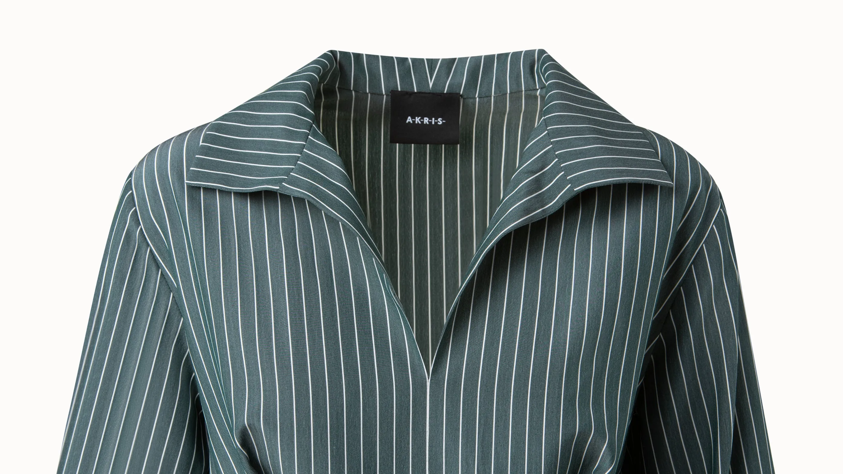 Silk Crepe Stripes Shirt Dress 