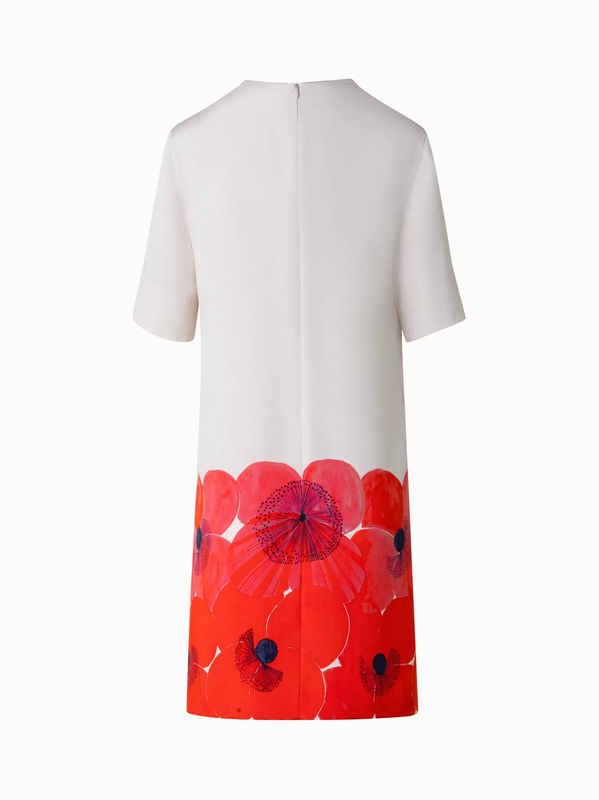 Silk Crêpe Tunic Dress with Poppy Print 