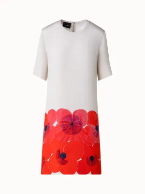 Silk Crêpe Tunic Dress with Poppy Print 