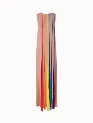 Silk Georgette Gown with Multicolor Pleats 