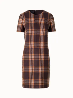 Silk Sheath Dress - Check Reversible to Solid 