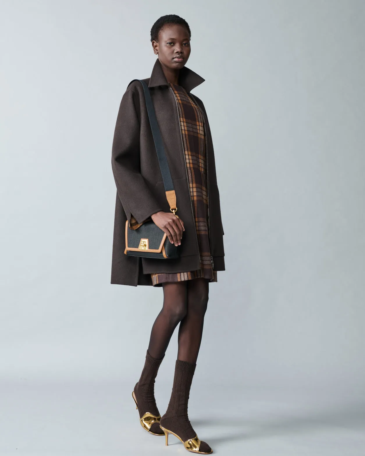 Silk Sheath Dress - Check Reversible to Solid 