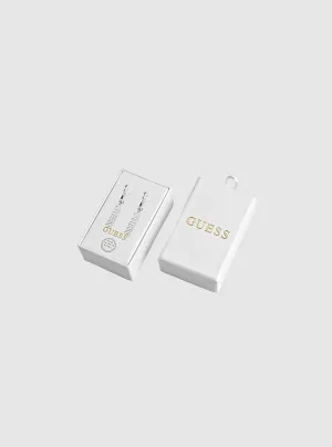 Silver Logo Huggies Earrings Guess