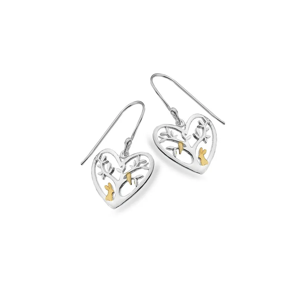 Silver Origins Animal Love Tree Drop Earrings