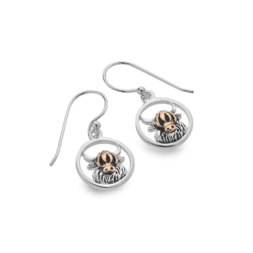 Silver Origins Highland Cow Drop Earrings