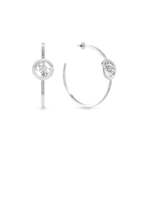 Silver Quattro G Logo Hoop Earrings Guess