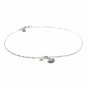 Sterling Silver Clam Shell and Pearl Bracelet