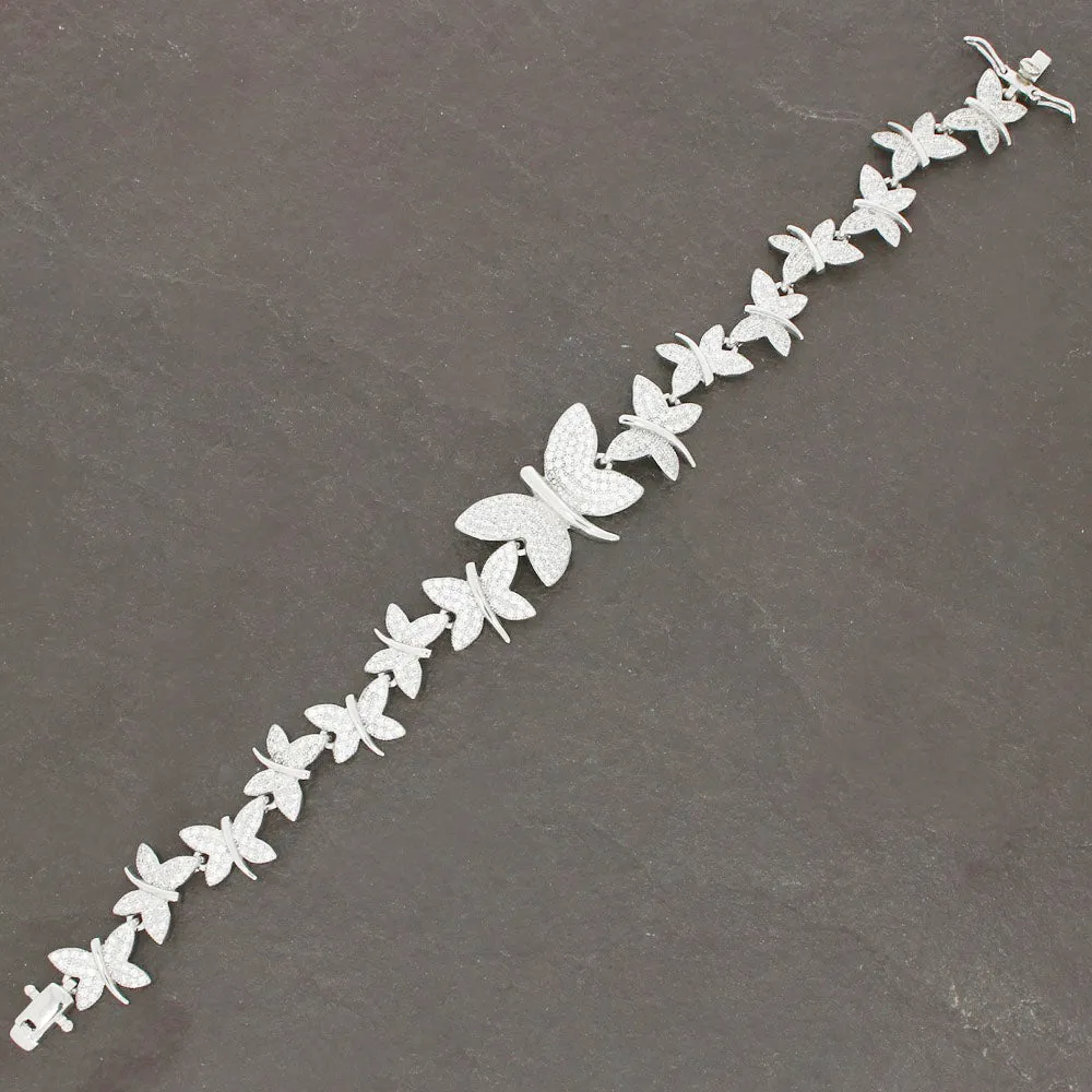 Sterling Silver Cubic Zirconia Butterfly Bracelet GVL069