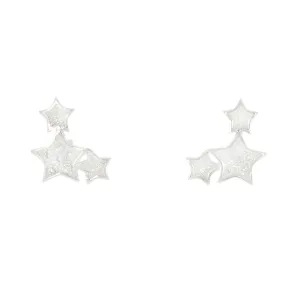 Sterling Silver Cubic Zirconia Celestial Star Stud Earrings