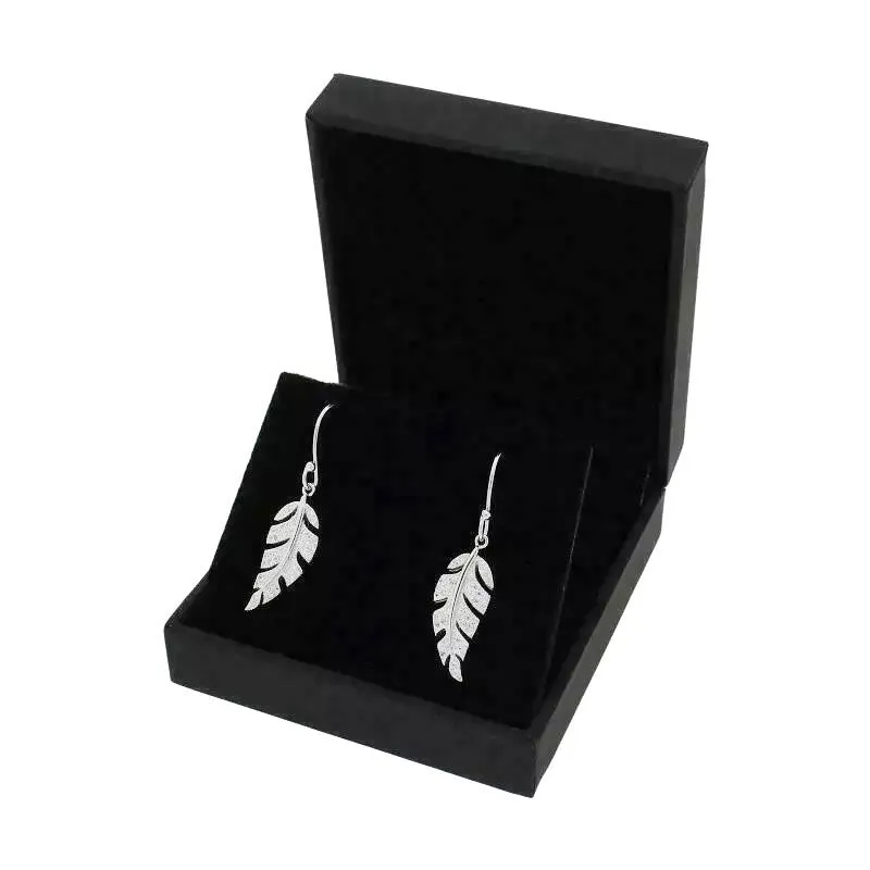 Sterling Silver Cubic Zirconia Leaf Ladies Drop Earrings