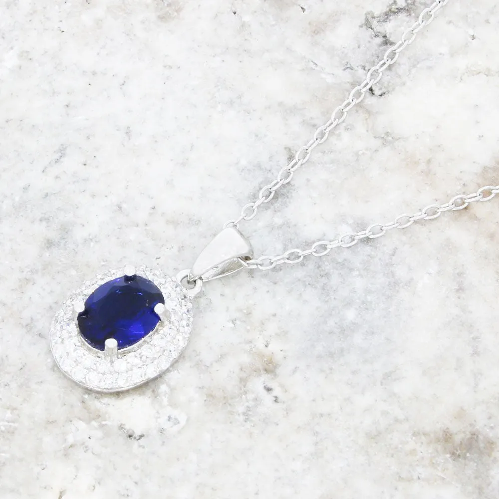 Sterling Silver Cubic Zirconia Pendant and Chain GVL017