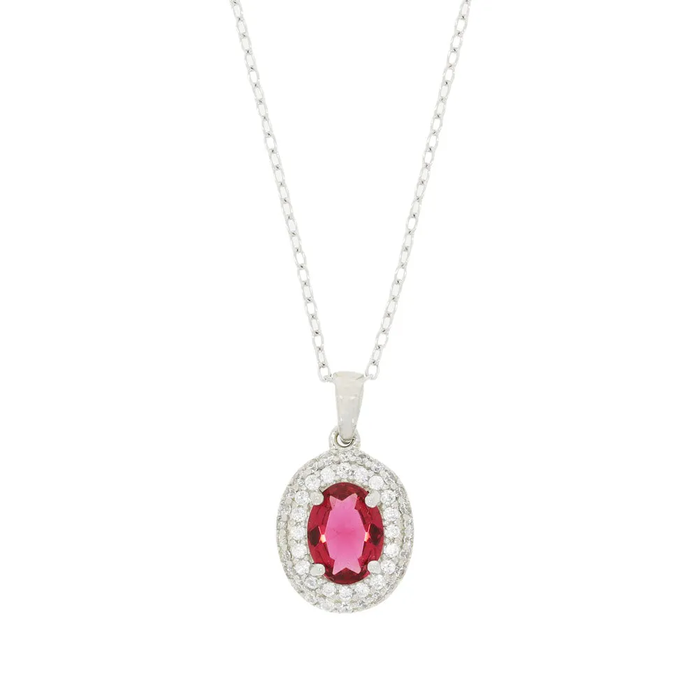 Sterling Silver Cubic Zirconia Pendant and Chain GVL018