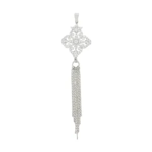 Sterling Silver CZ Fancy Tassel Pendant and Chain
