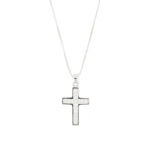 Sterling Silver Ladies CZ Cross Pendant & Chain