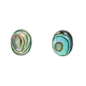 Sterling Silver Paua Shell Oval Shape Stud Ladies Earrings