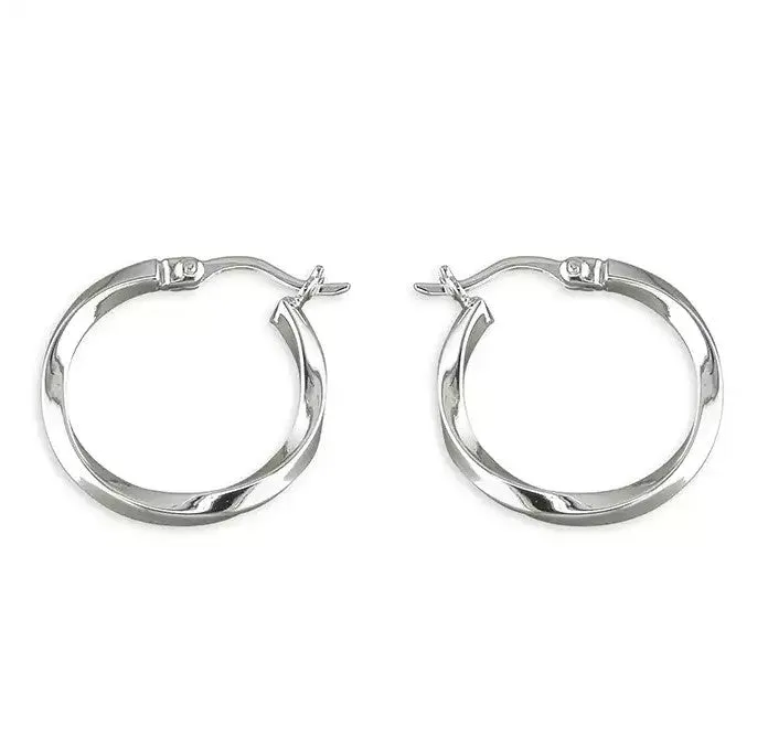 Sterling Silver Small Twist Hoop Ladies Earrings