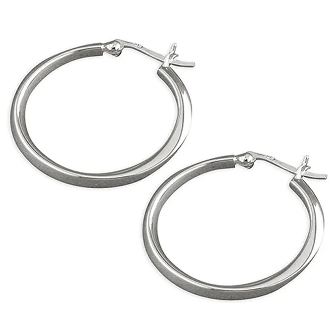 Sterling Silver Twist Hoop Ladies Earrings