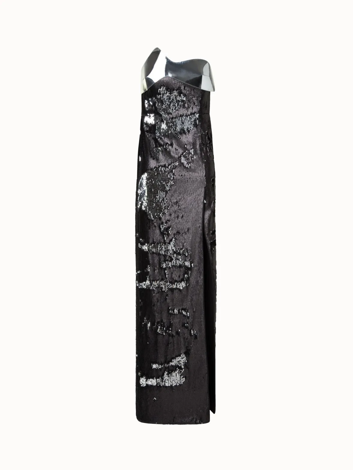 Strapless Bicolor Sequined Gown 