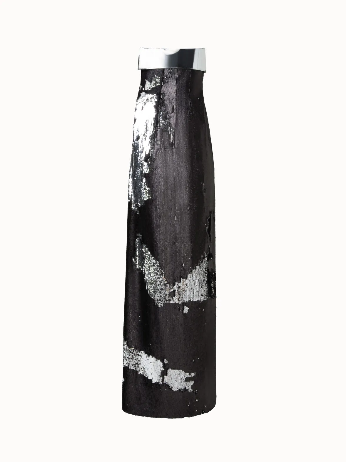 Strapless Bicolor Sequined Gown 