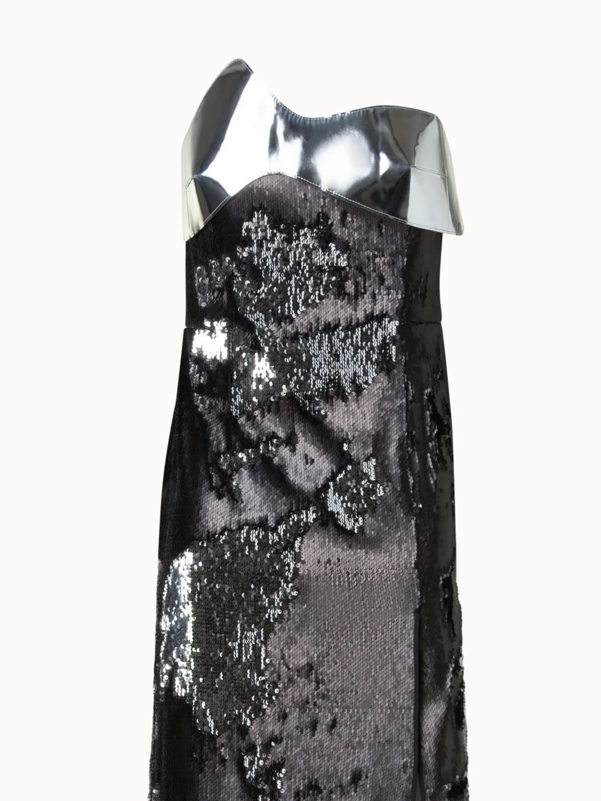 Strapless Bicolor Sequined Gown 