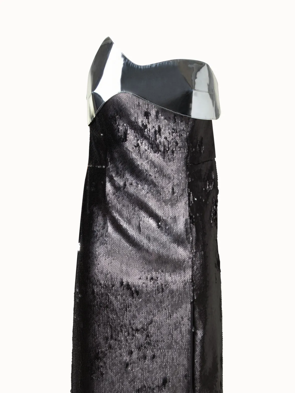 Strapless Bicolor Sequined Gown 