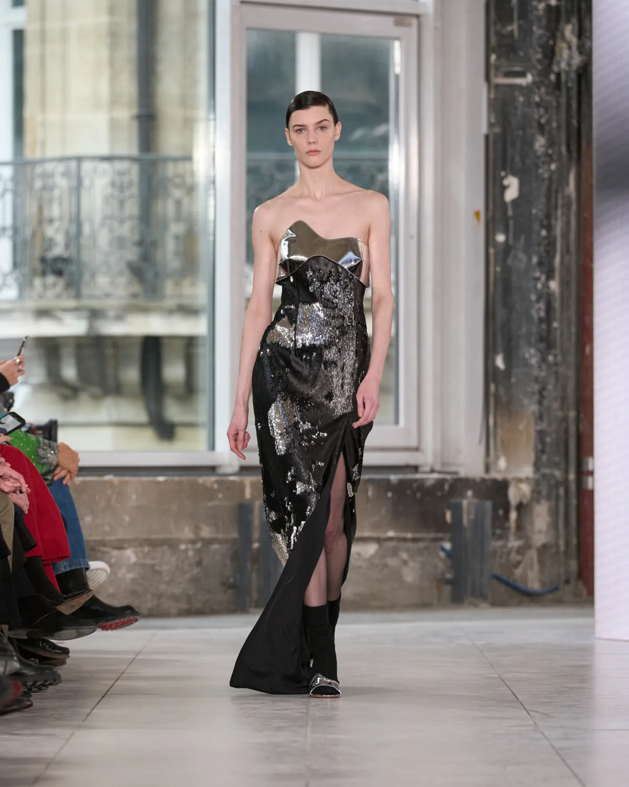 Strapless Bicolor Sequined Gown 