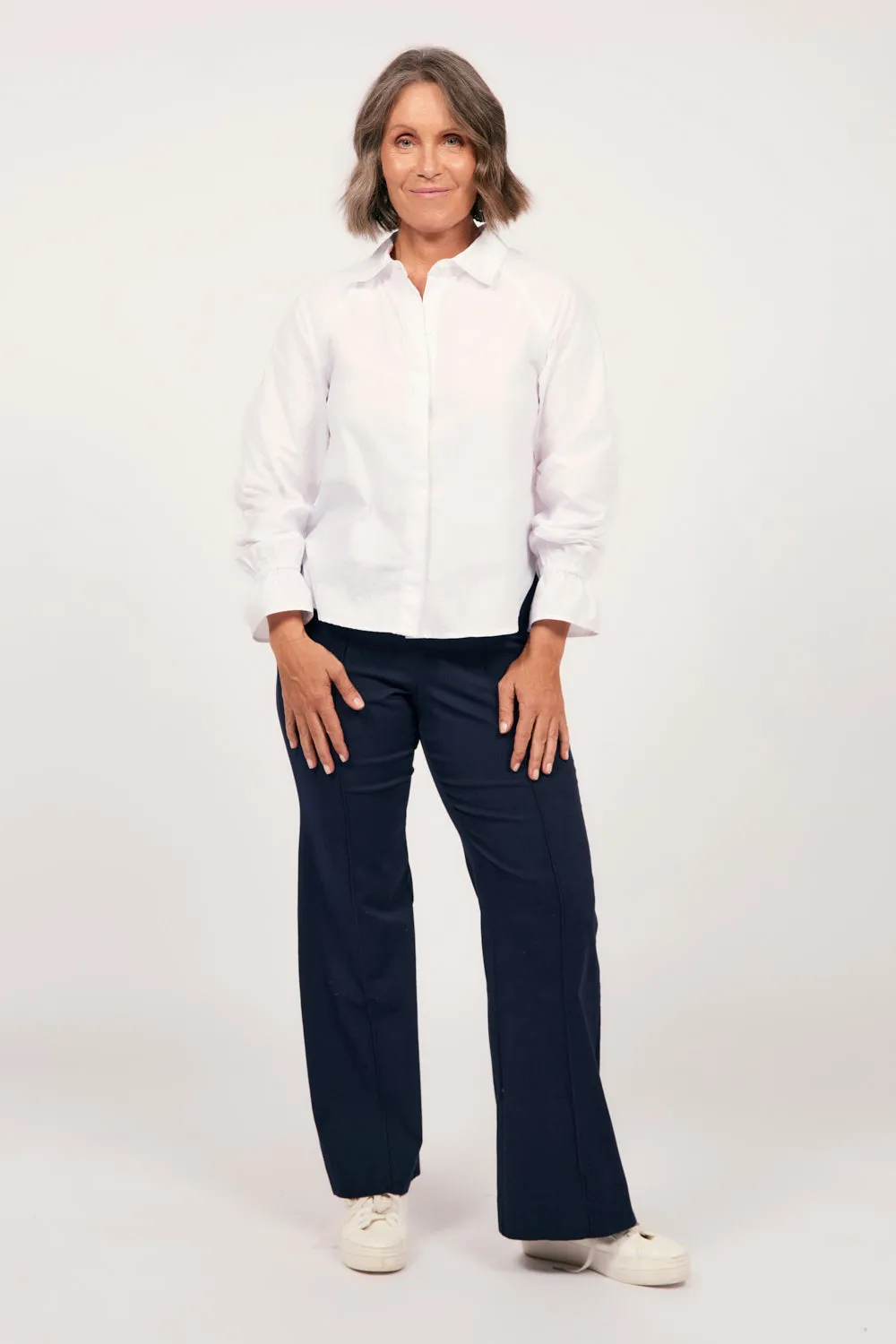 Stretch Wide Leg Pant in Navy Adrift