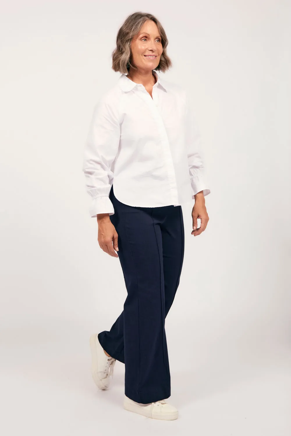 Stretch Wide Leg Pant in Navy Adrift
