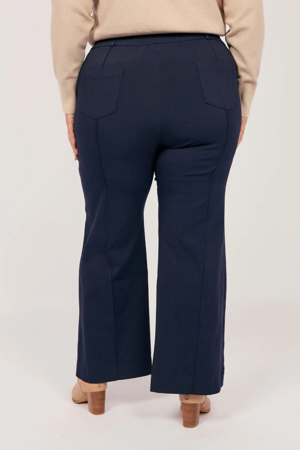 Stretch Wide Leg Pant in Navy Adrift