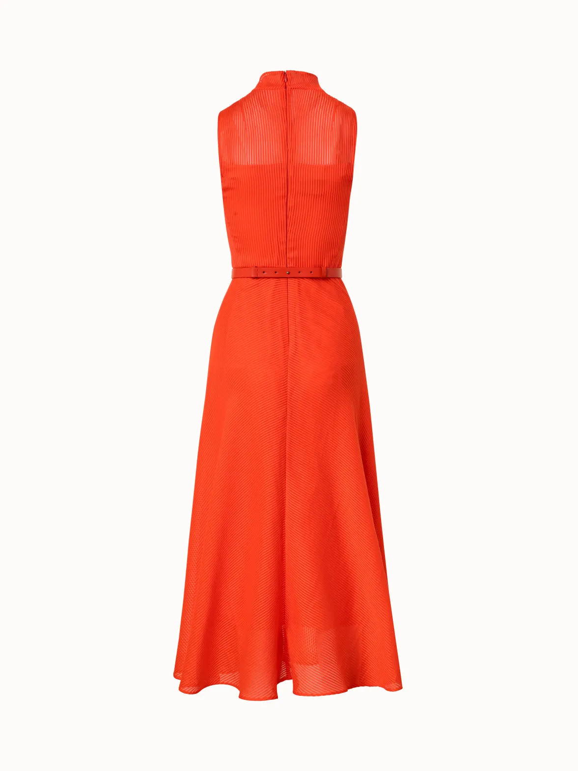 Striped Cotton Silk Organza Midi Dress 