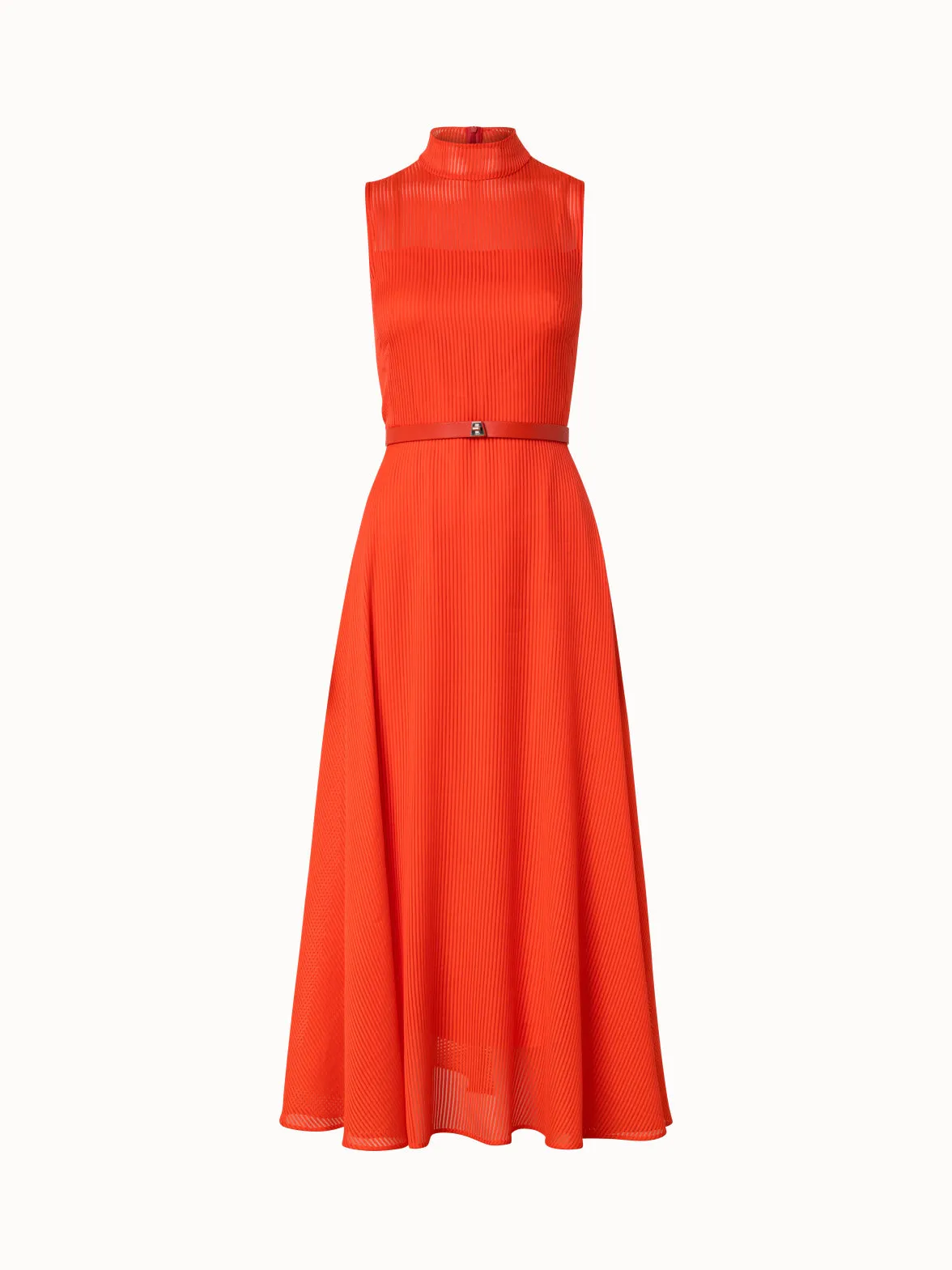 Striped Cotton Silk Organza Midi Dress 