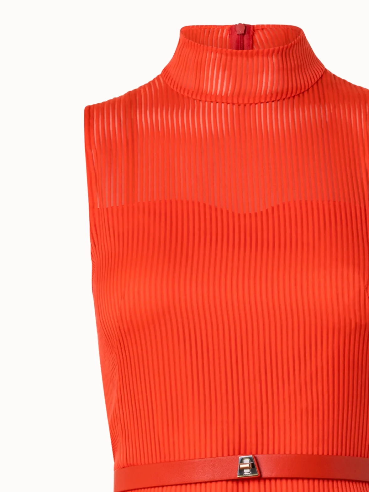 Striped Cotton Silk Organza Midi Dress 