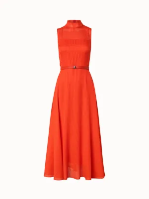 Striped Cotton Silk Organza Midi Dress 