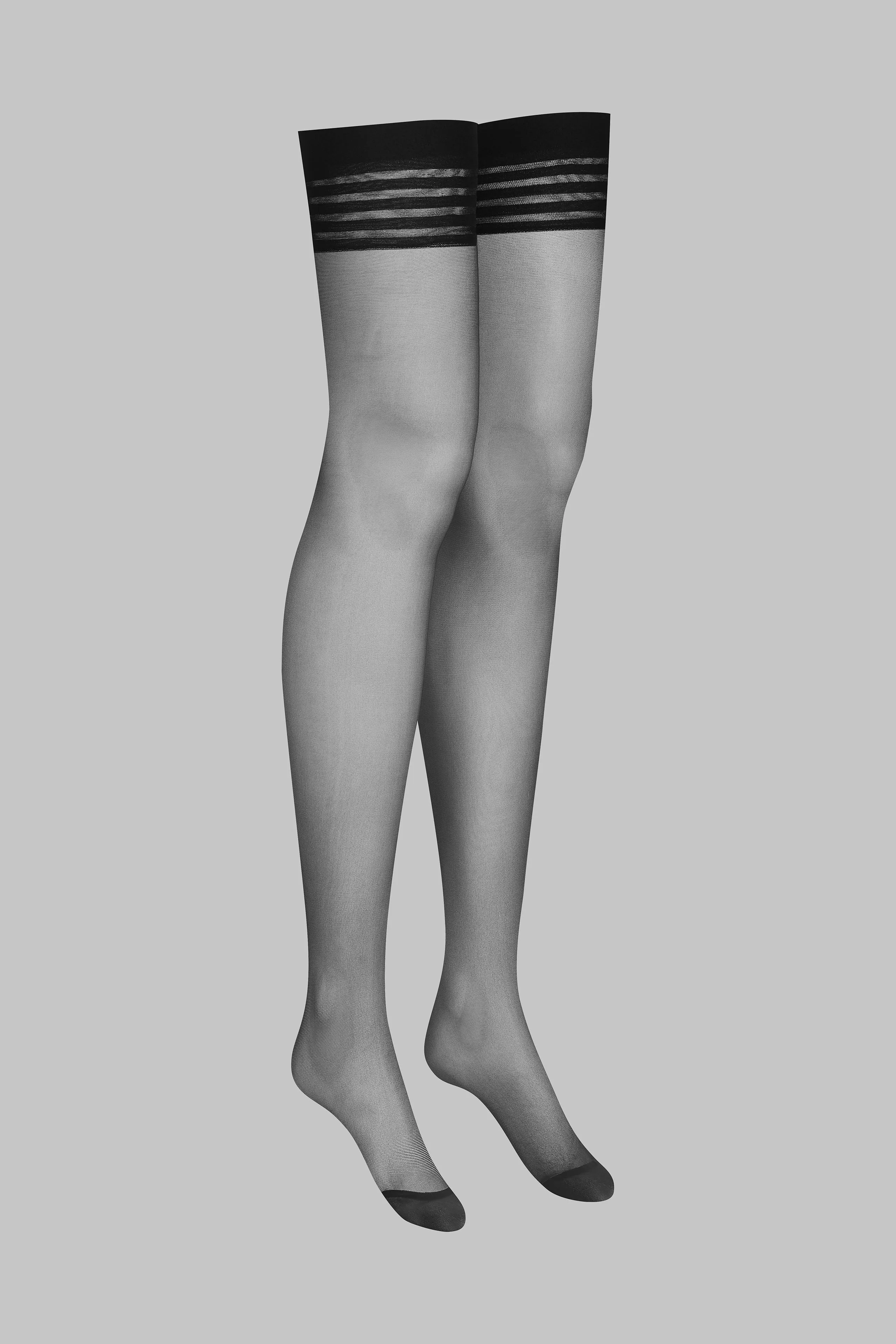 Striped garter stockings - 20D - Les Coquetteries Maison Close