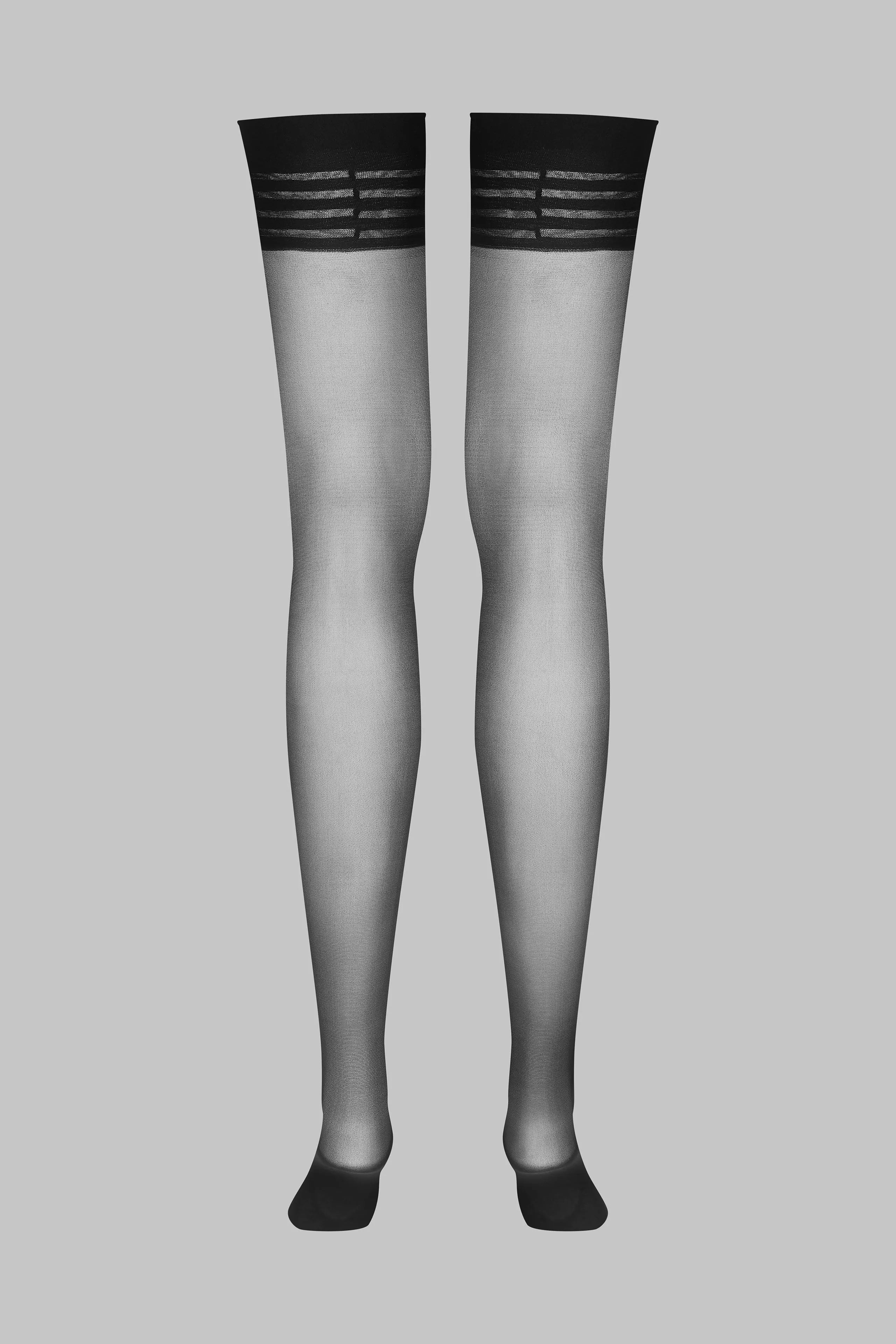 Striped garter stockings - 20D - Les Coquetteries Maison Close