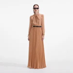Tan Dot Mesh Maxi Dress Self Portrait