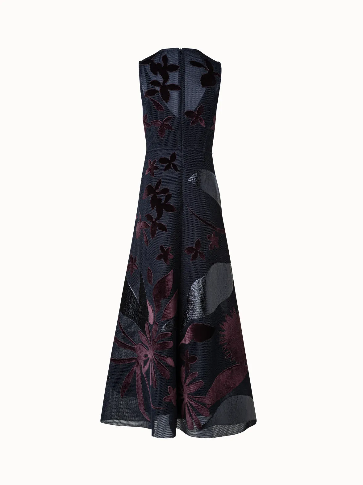 Techno Grid Maxi Dress with Abraham Flower Embellishment 