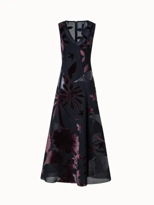 Techno Grid Maxi Dress with Abraham Flower Embellishment 