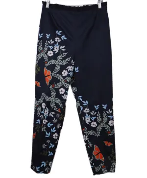 Ted Baker Navy Floral Print Ruffle Trim Pants sz 8