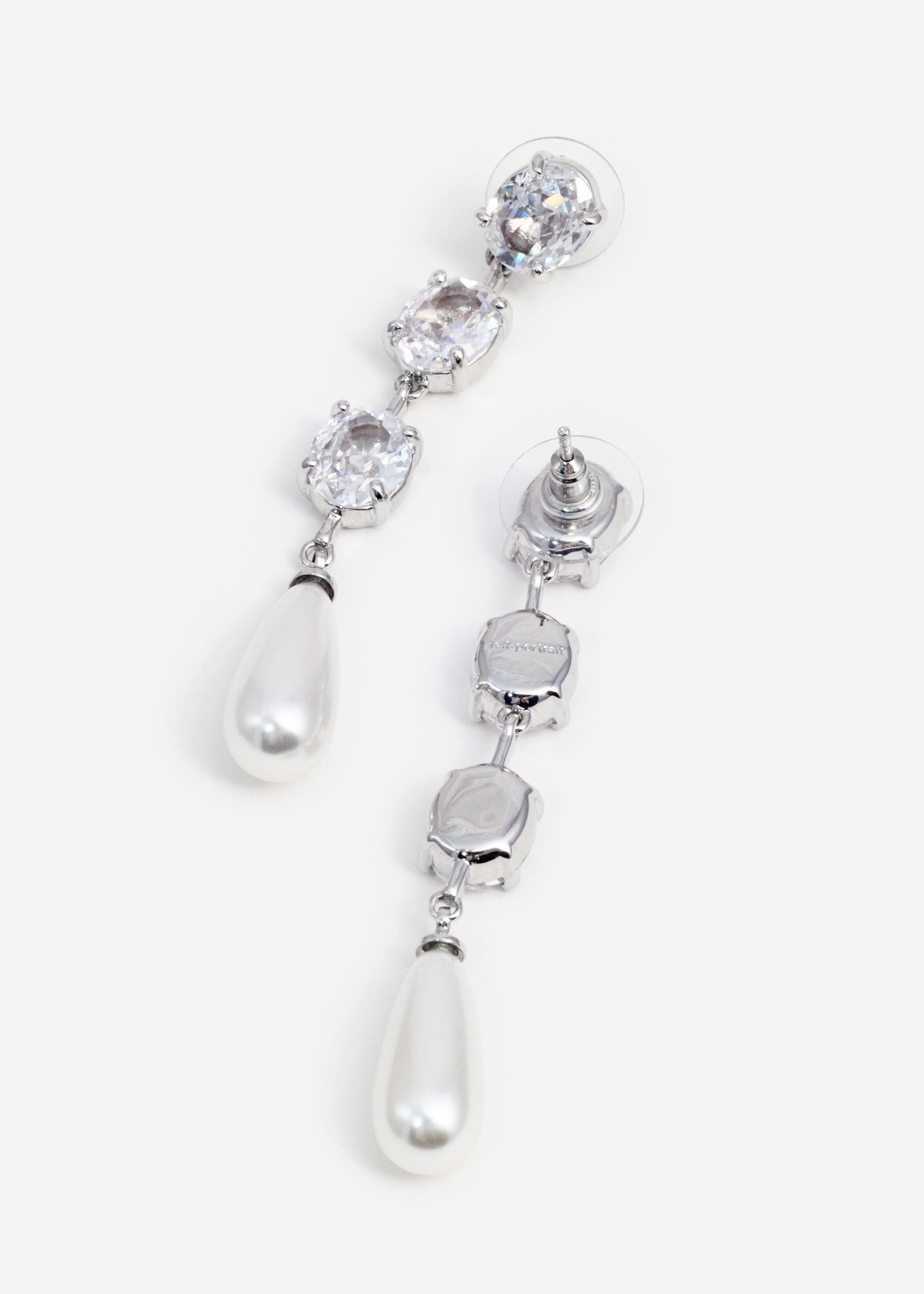 Tiered Crystal Pearl Droplet Earrings Self Portrait
