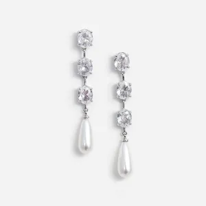 Tiered Crystal Pearl Droplet Earrings Self Portrait