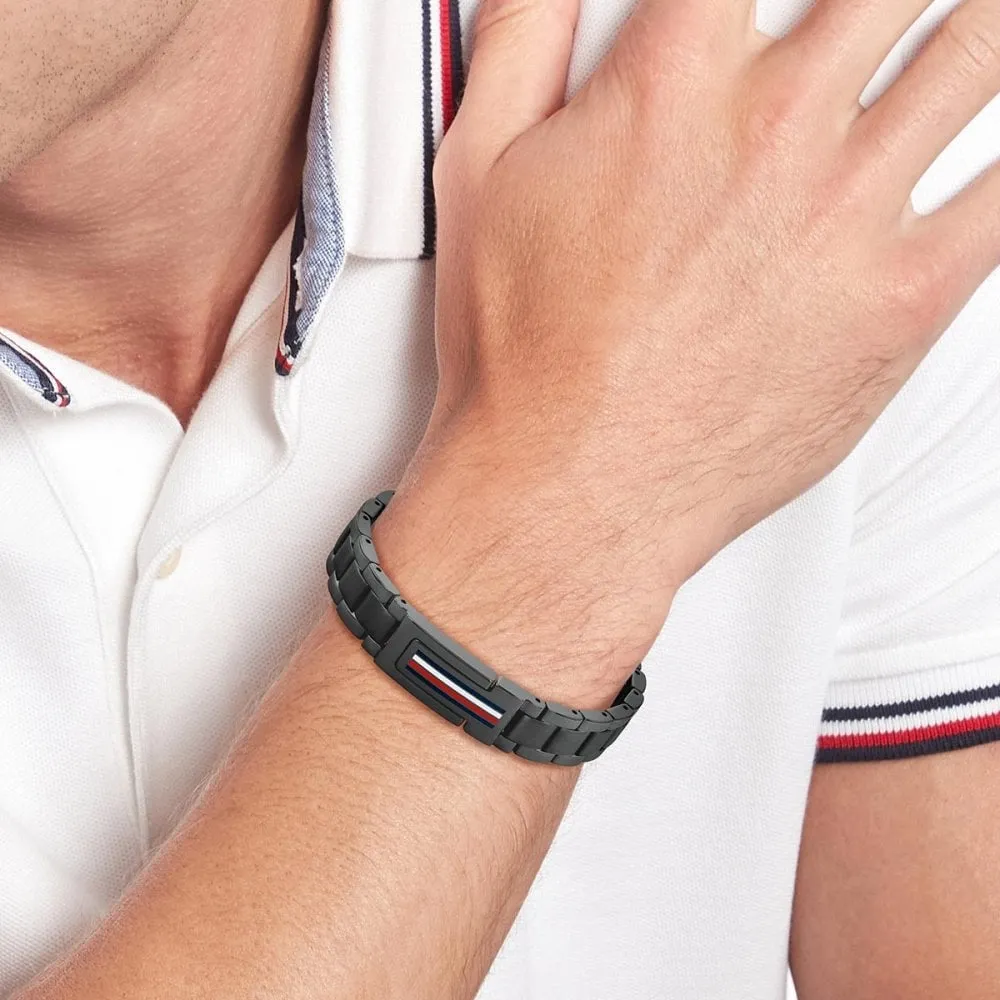 Tommy Hilfiger Mason Black IP Stainless Steel Mens Bracelet 2790597