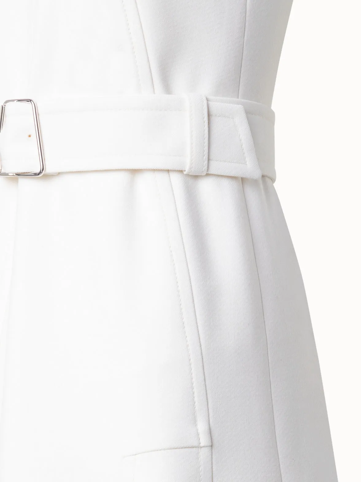 Trench Dress - A-Line Midi Dress in Cotton Double-Face with Zip-Cut-Out 